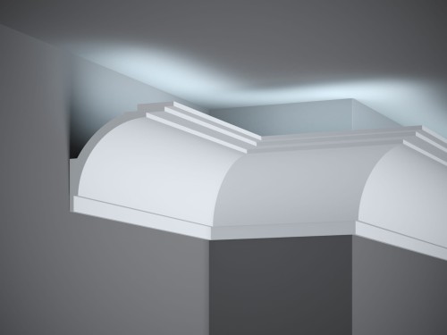 Listwa MD105 jako maskownica karnisza z oświetleniem LED
