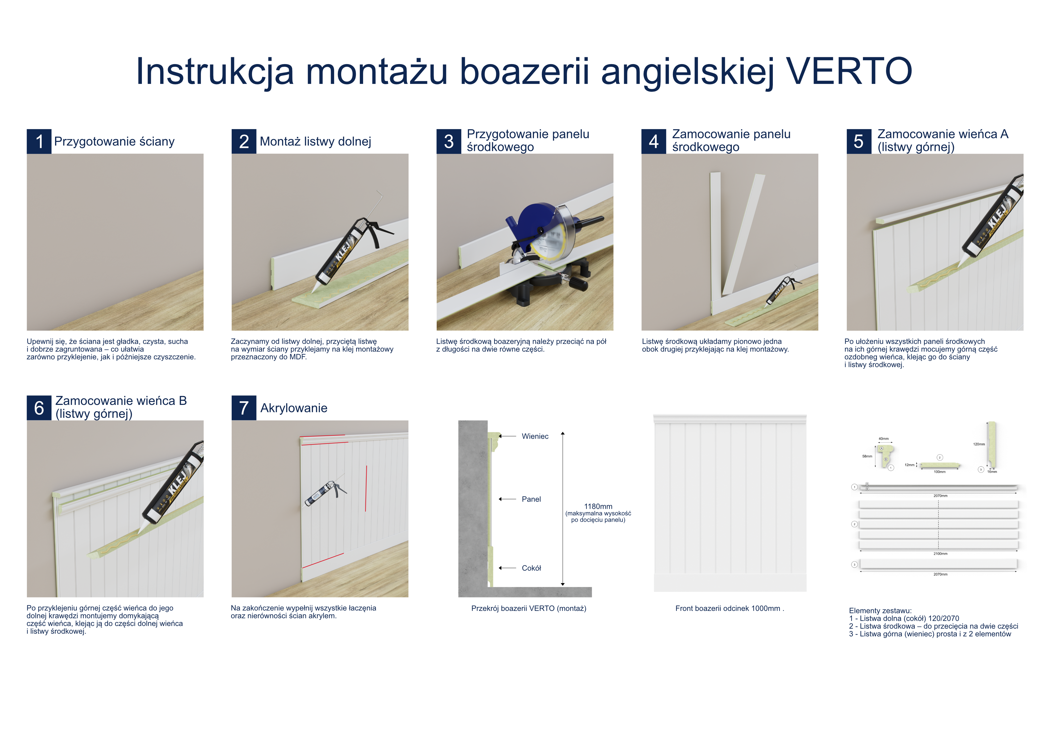 Instrukcja montażu boazerii VERTO wieniec ozdobny